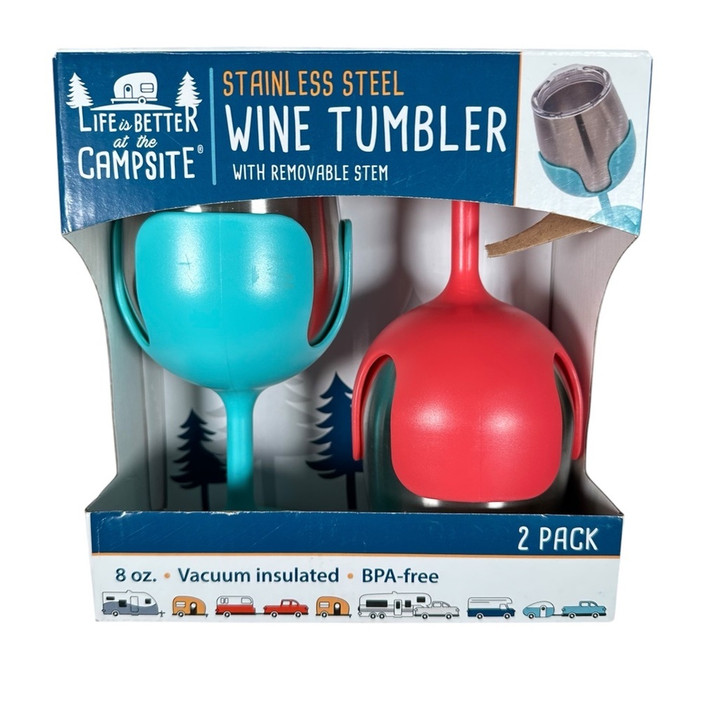 CAMCO 2PK 8oz Stainless Steel Wine Tumbler Set